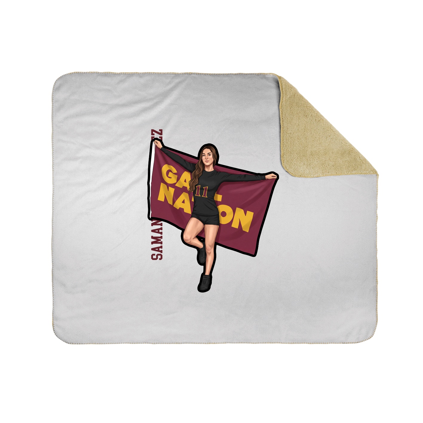 Throw Blanket — Name Vertical in White