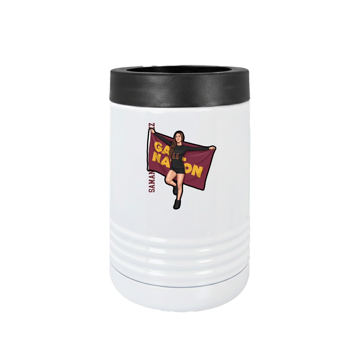 Beverage Holder — Name Vertical in White