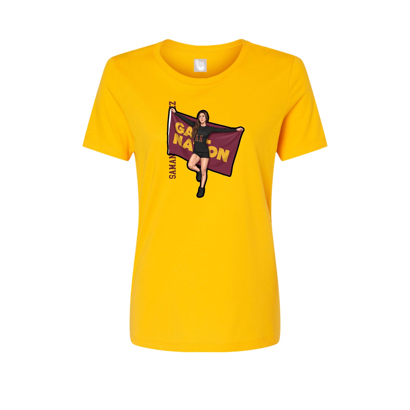 Fitted Women's Tee — Name Vertical in Gold