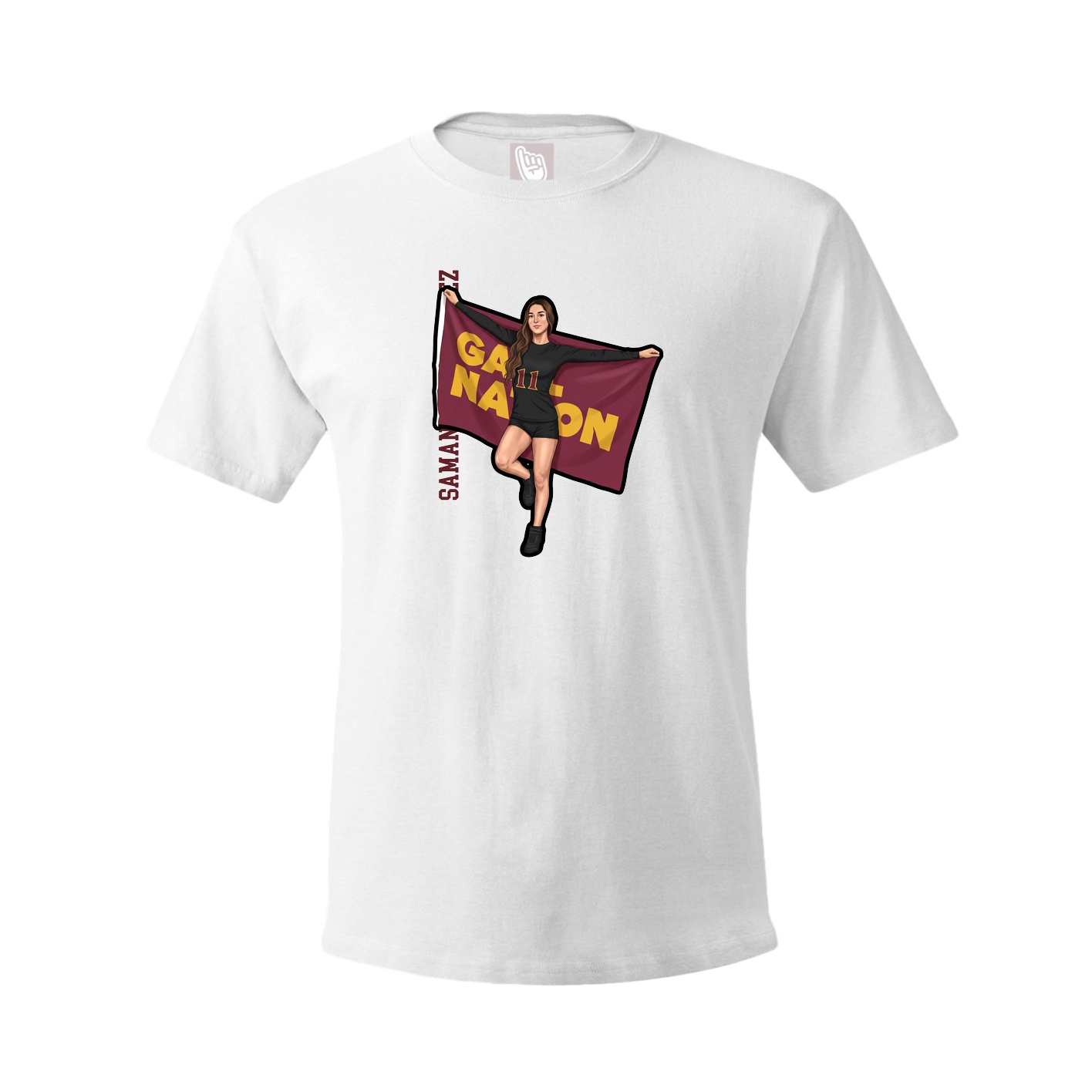 Youth Tee — Name Vertical in White