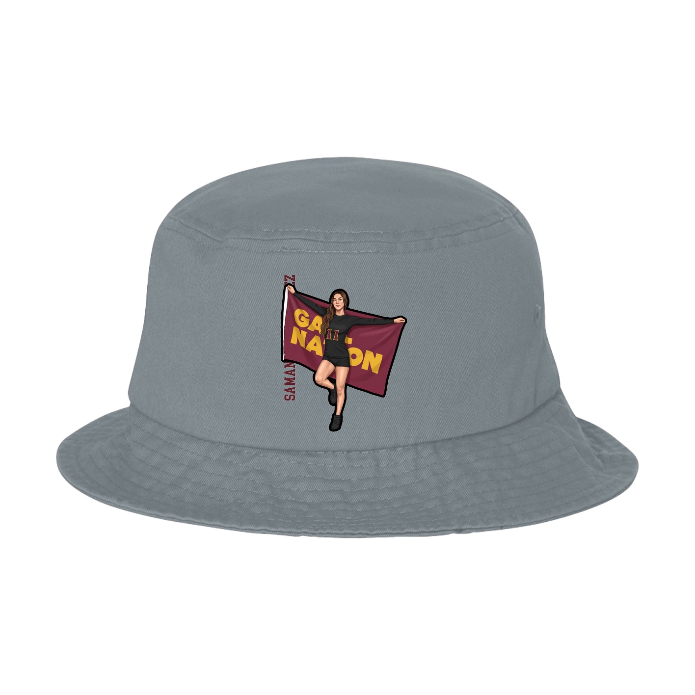 Bucket Cap — Name Vertical in Grey