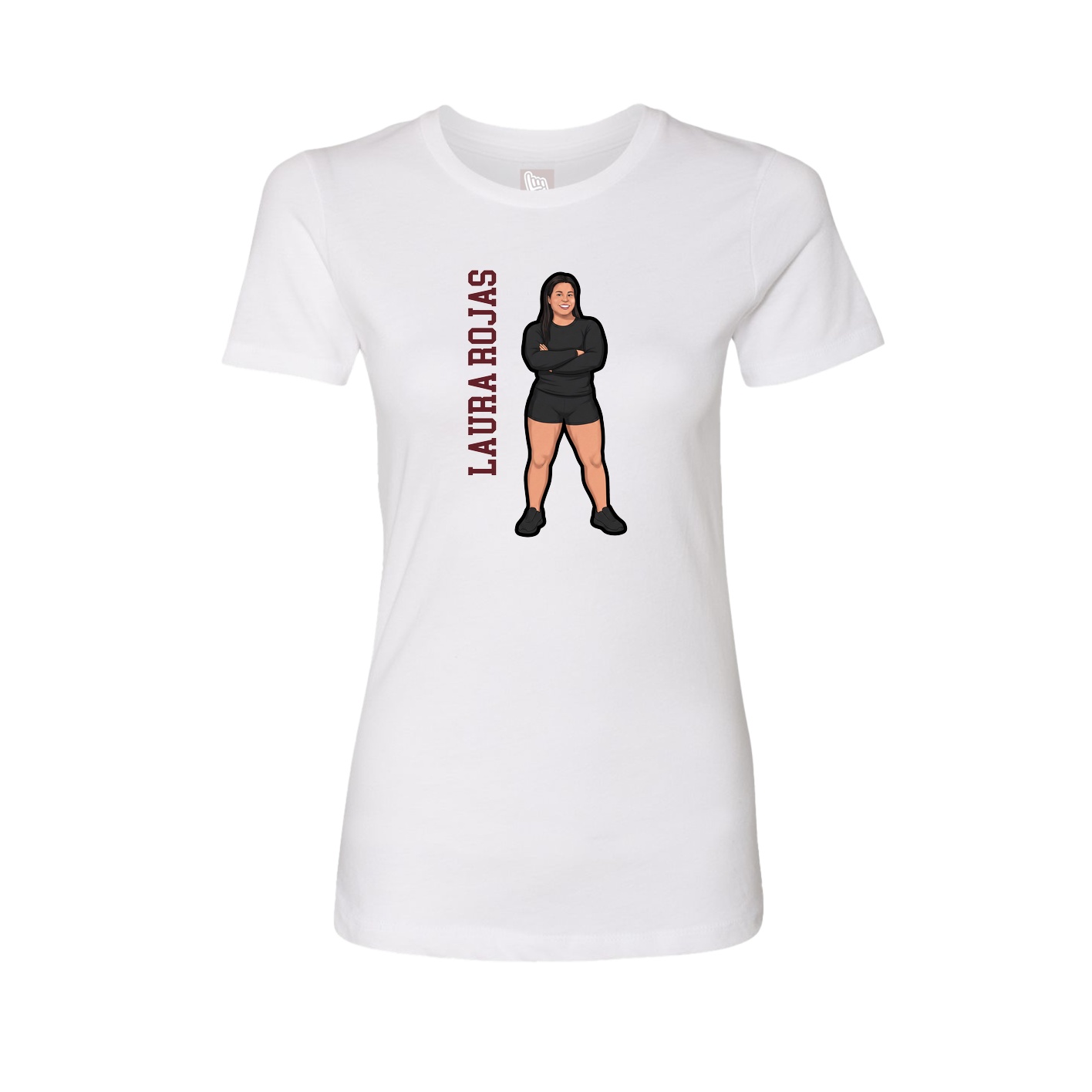 Fitted Women's Tee — Name Vertical in White