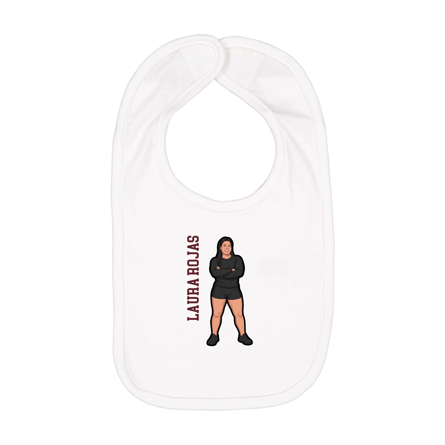 Infant Bib — Name Vertical in White
