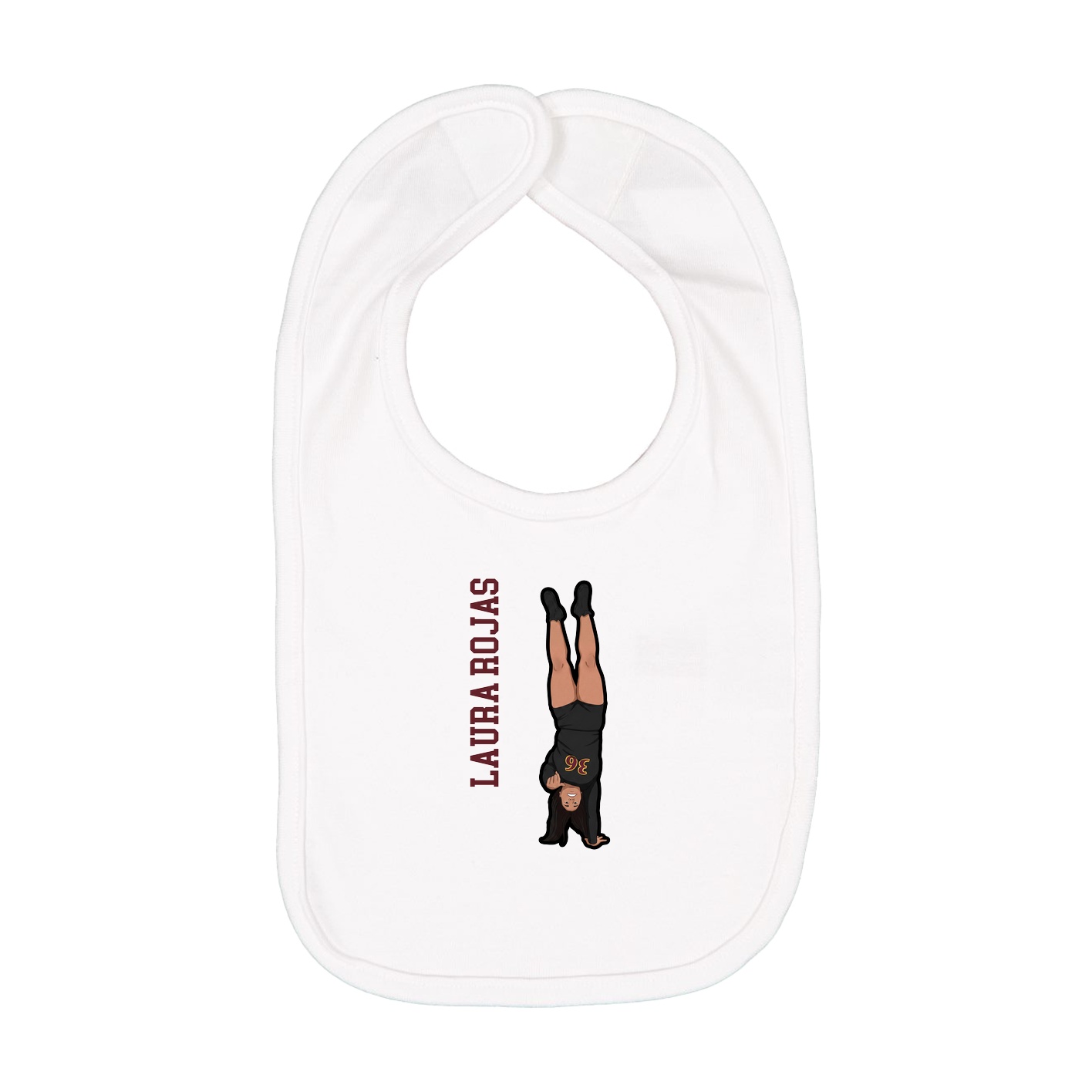Infant Bib — Name Vertical in White
