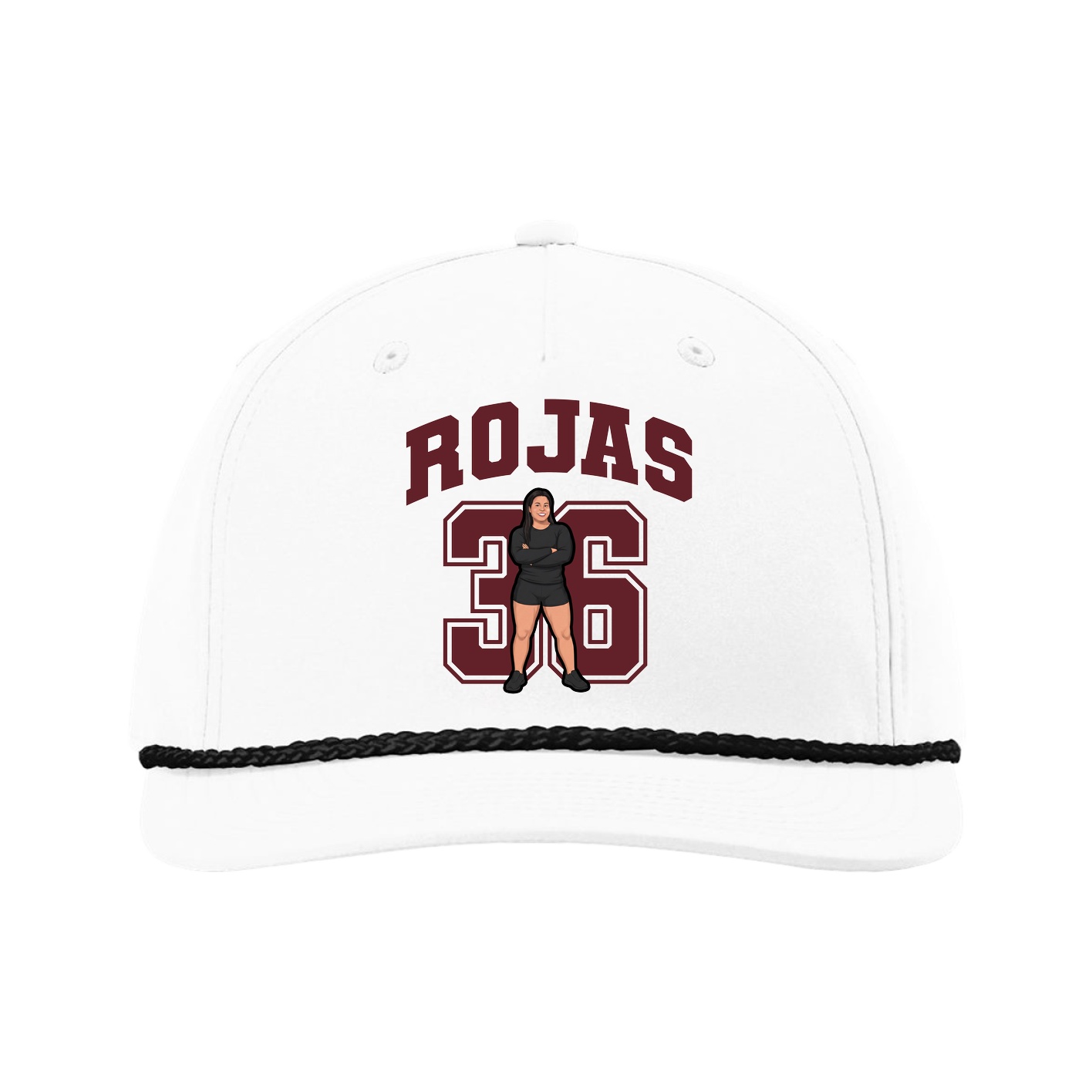 Five-Panel Classic Rope Cap — Number in White