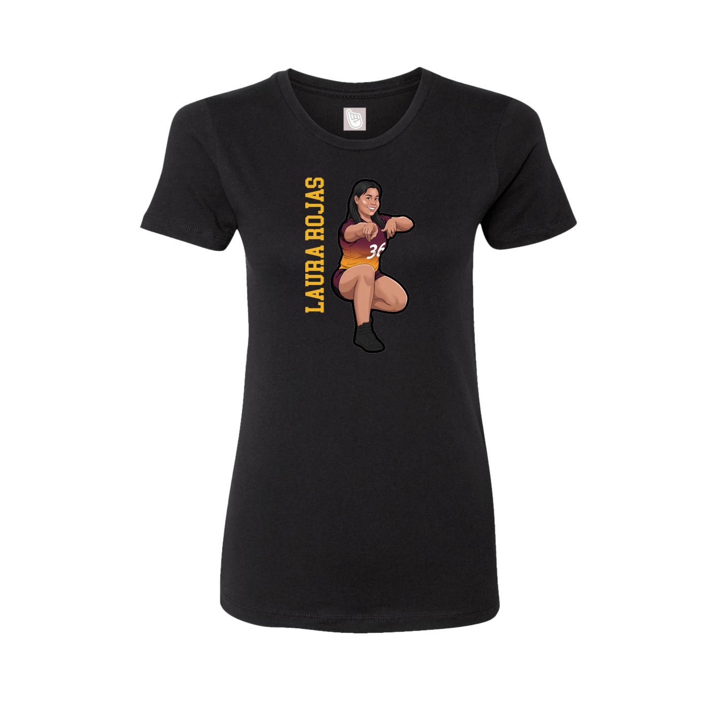 Fitted Women's Tee — Name Vertical in Black