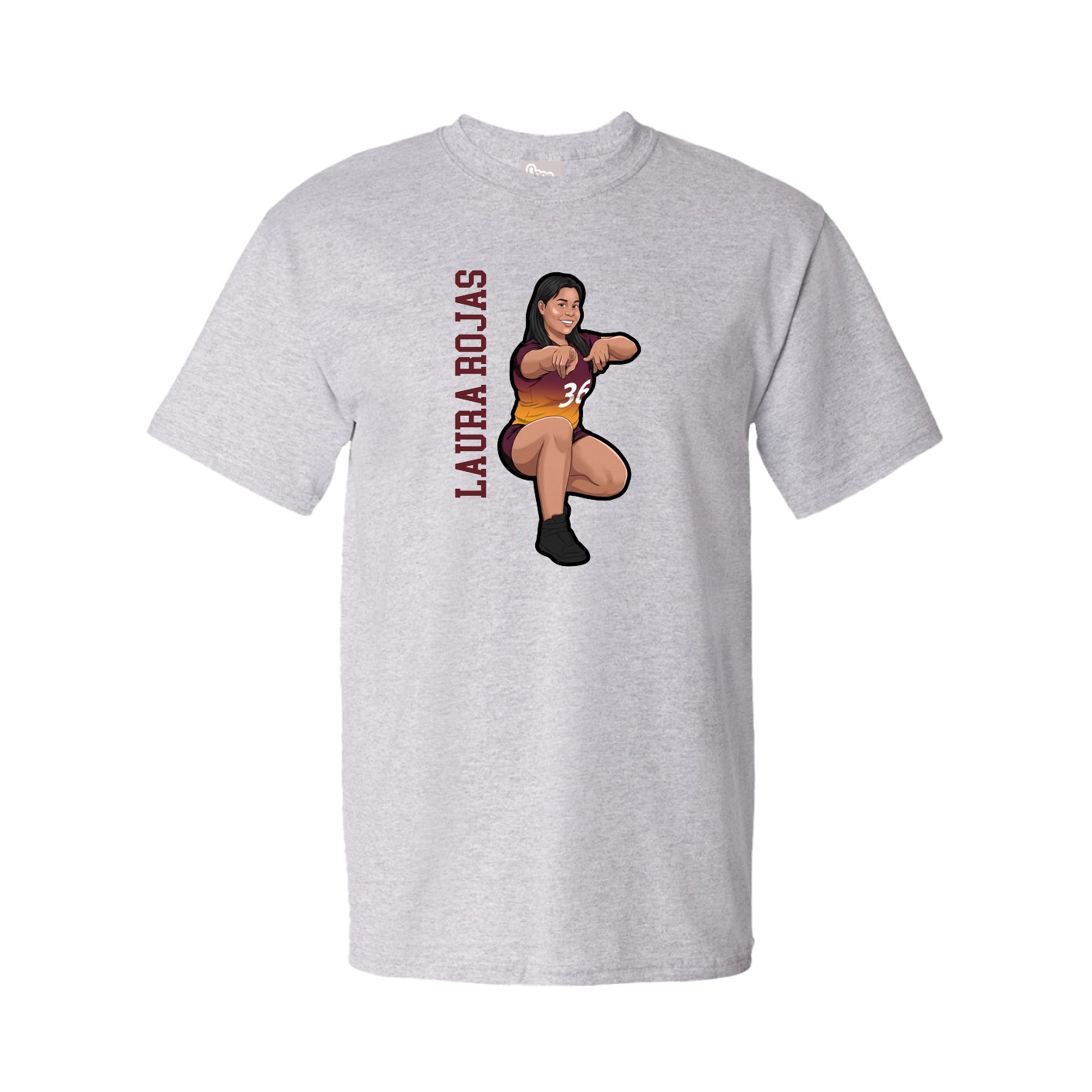 Youth Tee — Name Vertical in Grey