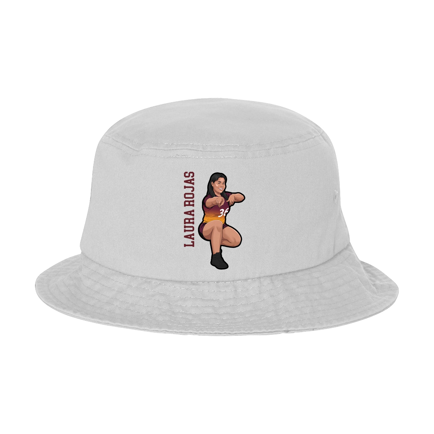 Bucket Cap — Name Vertical in White