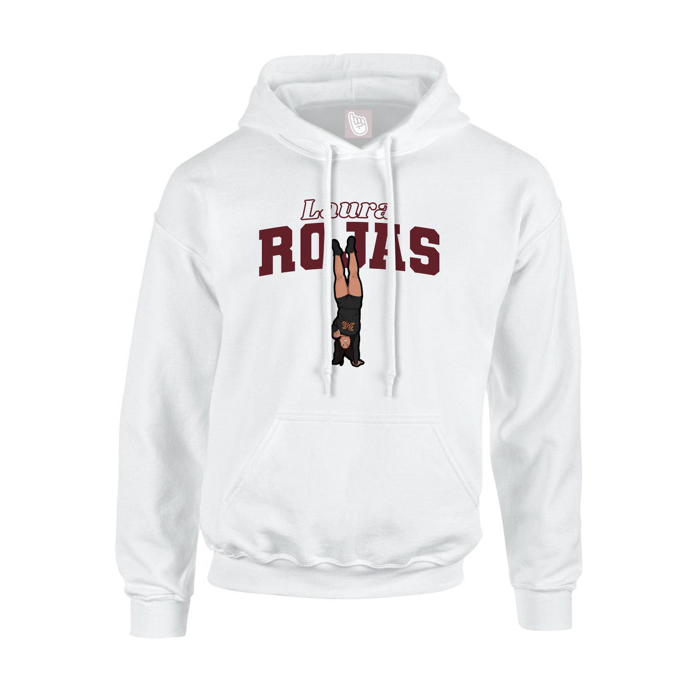 Youth Hoodie — Name Arch in White