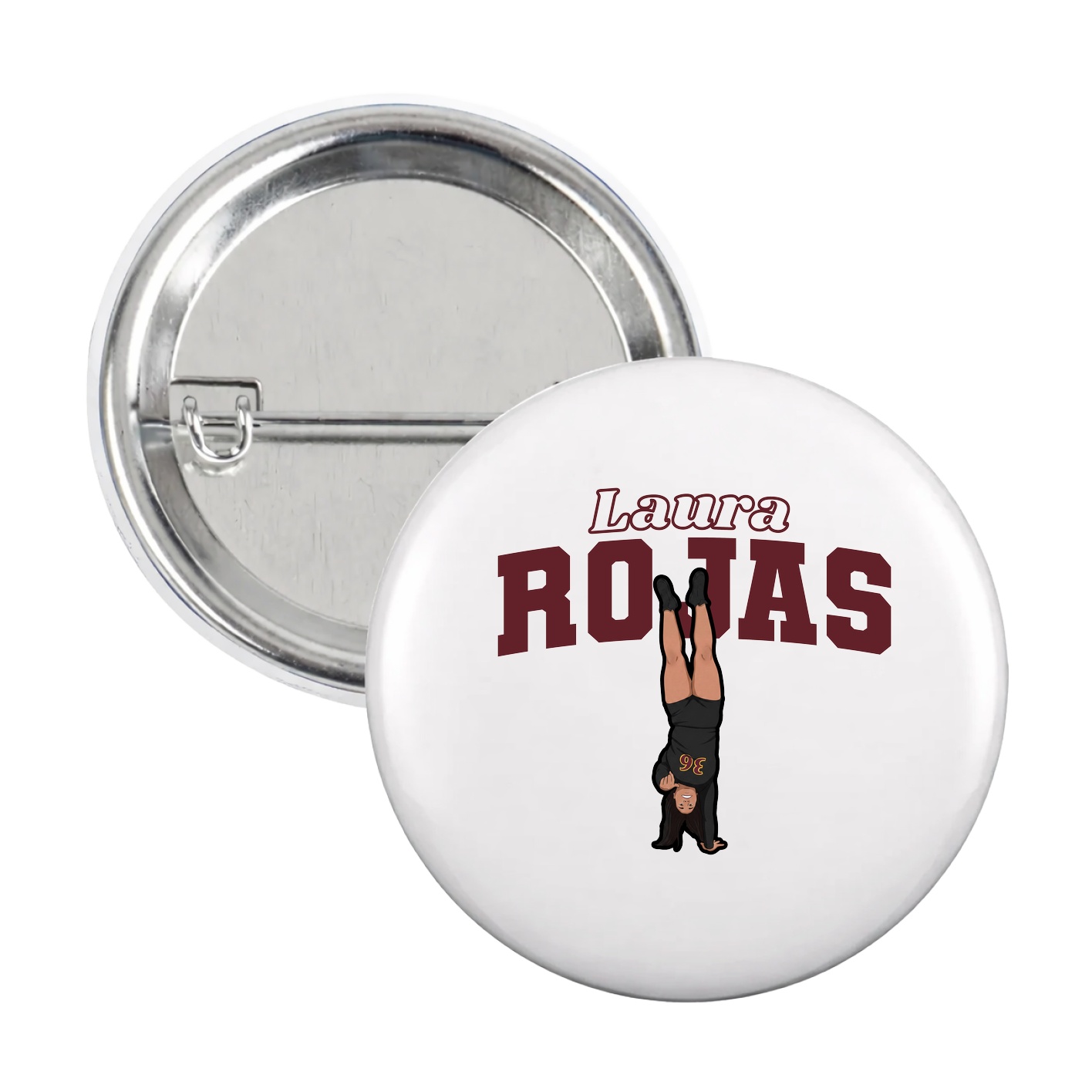 Game Day Button — Name Arch in White