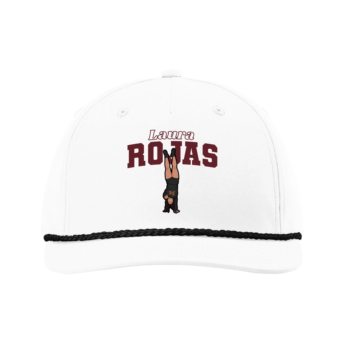 Five-Panel Classic Rope Cap — Name Arch in White