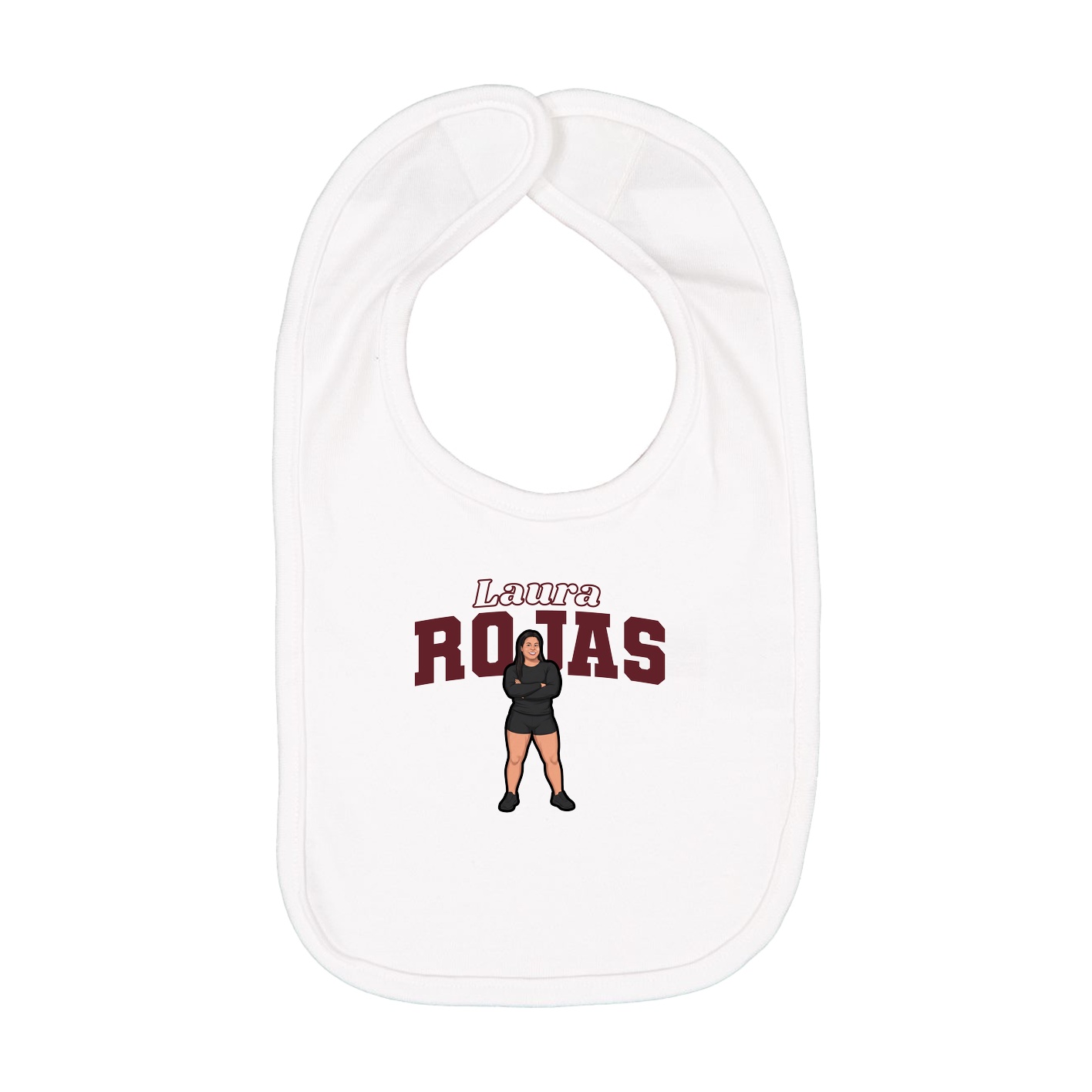 Infant Bib — Name Arch in White