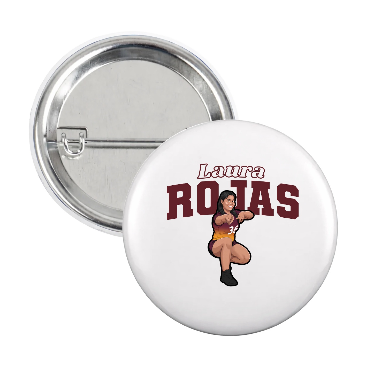 Game Day Button — Name Arch in White