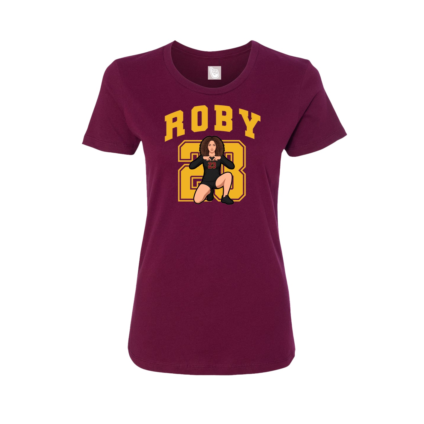 Fitted Women's Tee — Number in Maroon