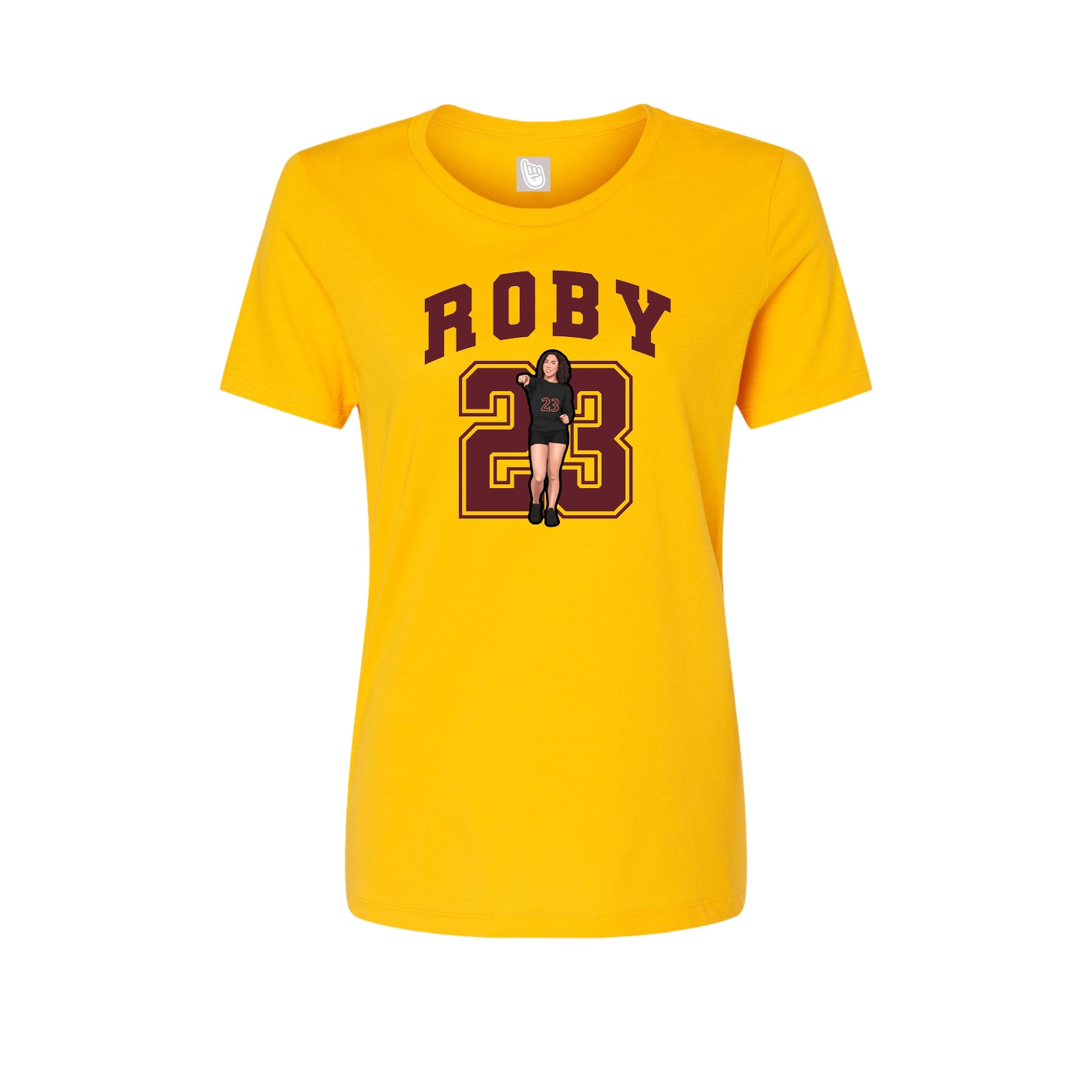 Fitted Women's Tee — Number in Gold