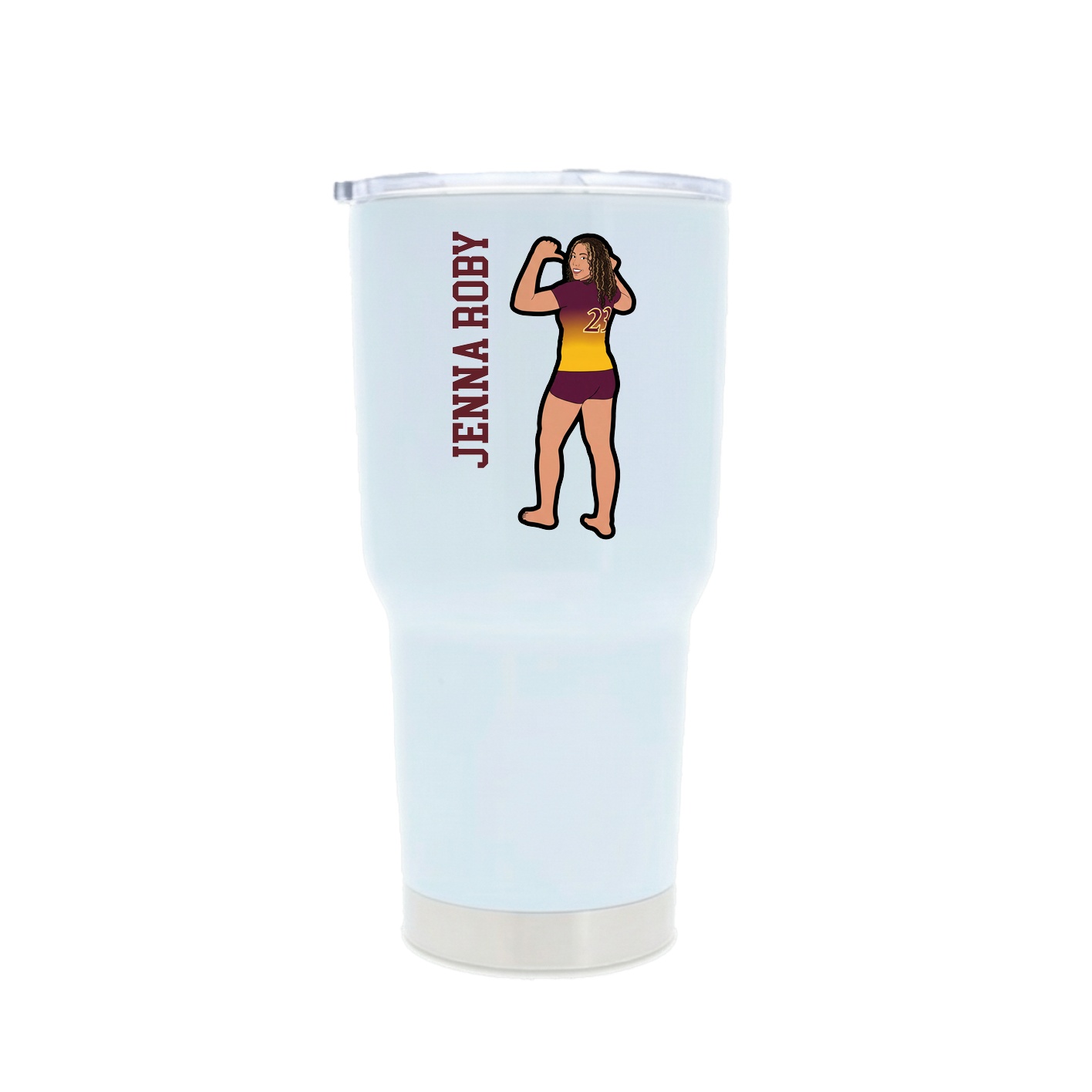 30oz Stainless Steel Tumbler — Name Vertical in White