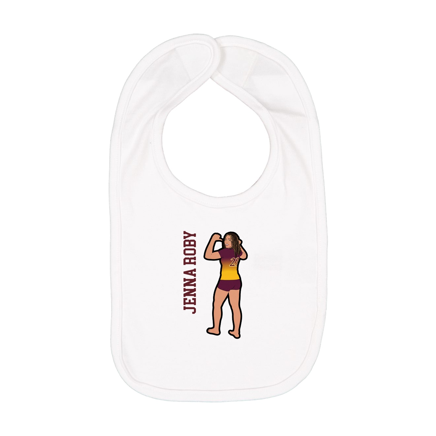 Infant Bib — Name Vertical in White