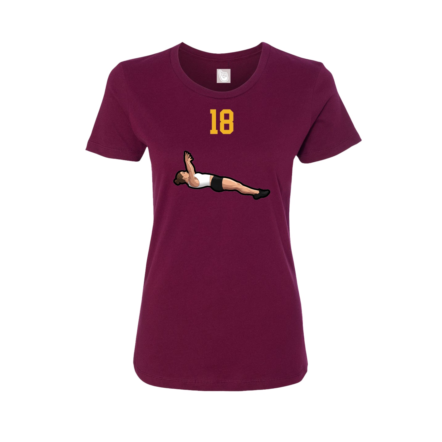 Fitted Women's Tee — Number Top in Maroon