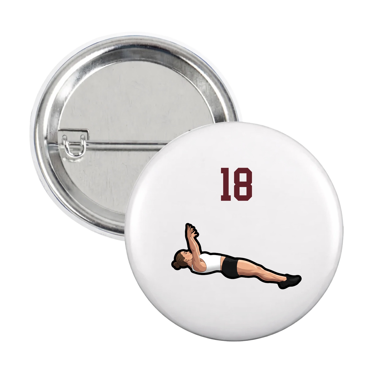 Game Day Button — Number Top in White