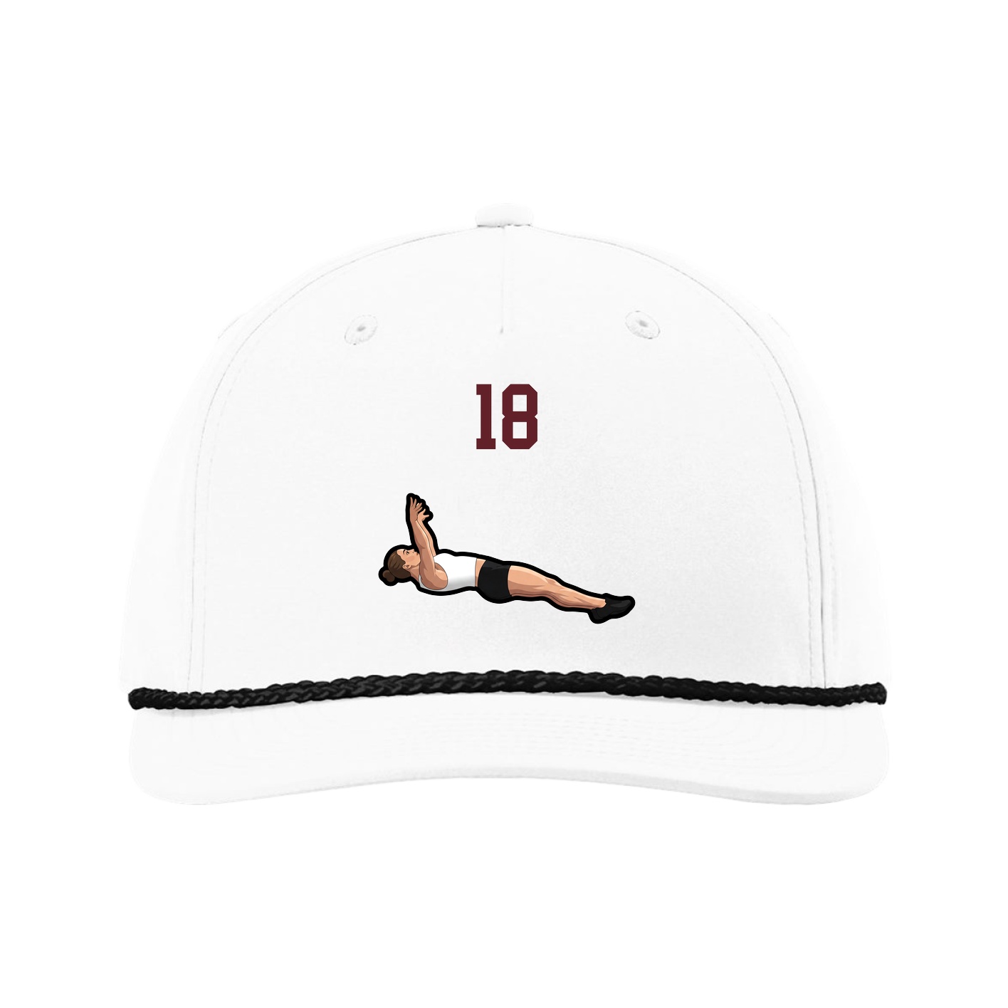 Five-Panel Classic Rope Cap — Number Top in White