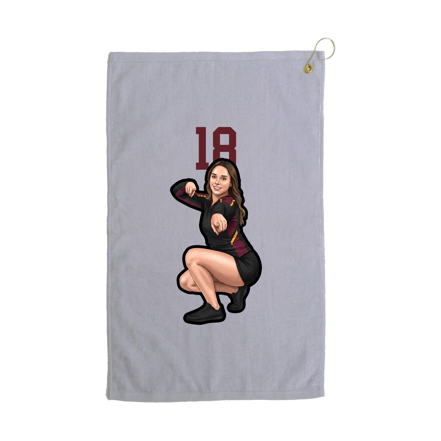 Golf Towel — Number Top in Grey
