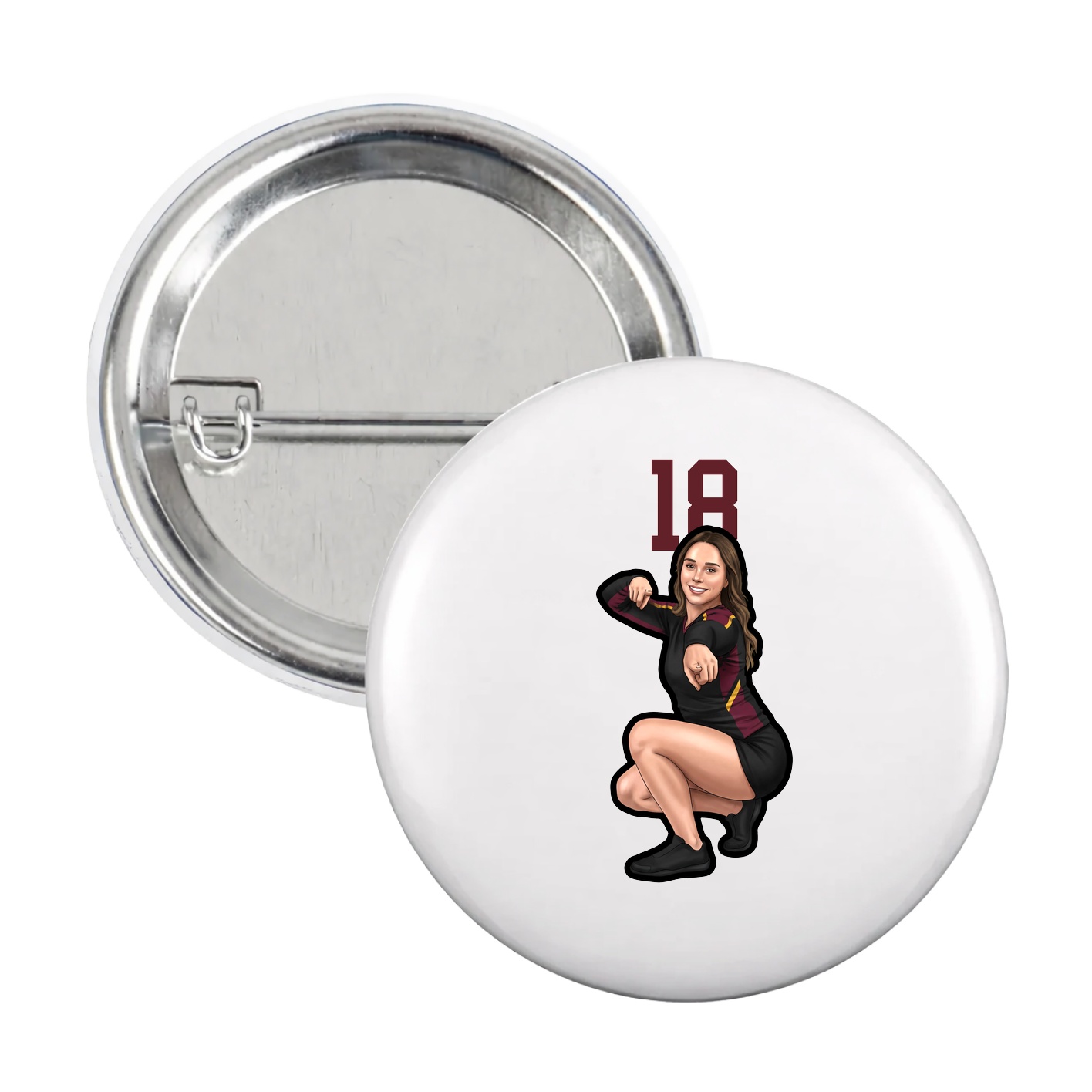 Game Day Button — Number Top in White