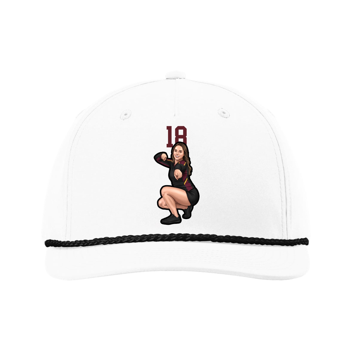 Five-Panel Classic Rope Cap — Number Top in White