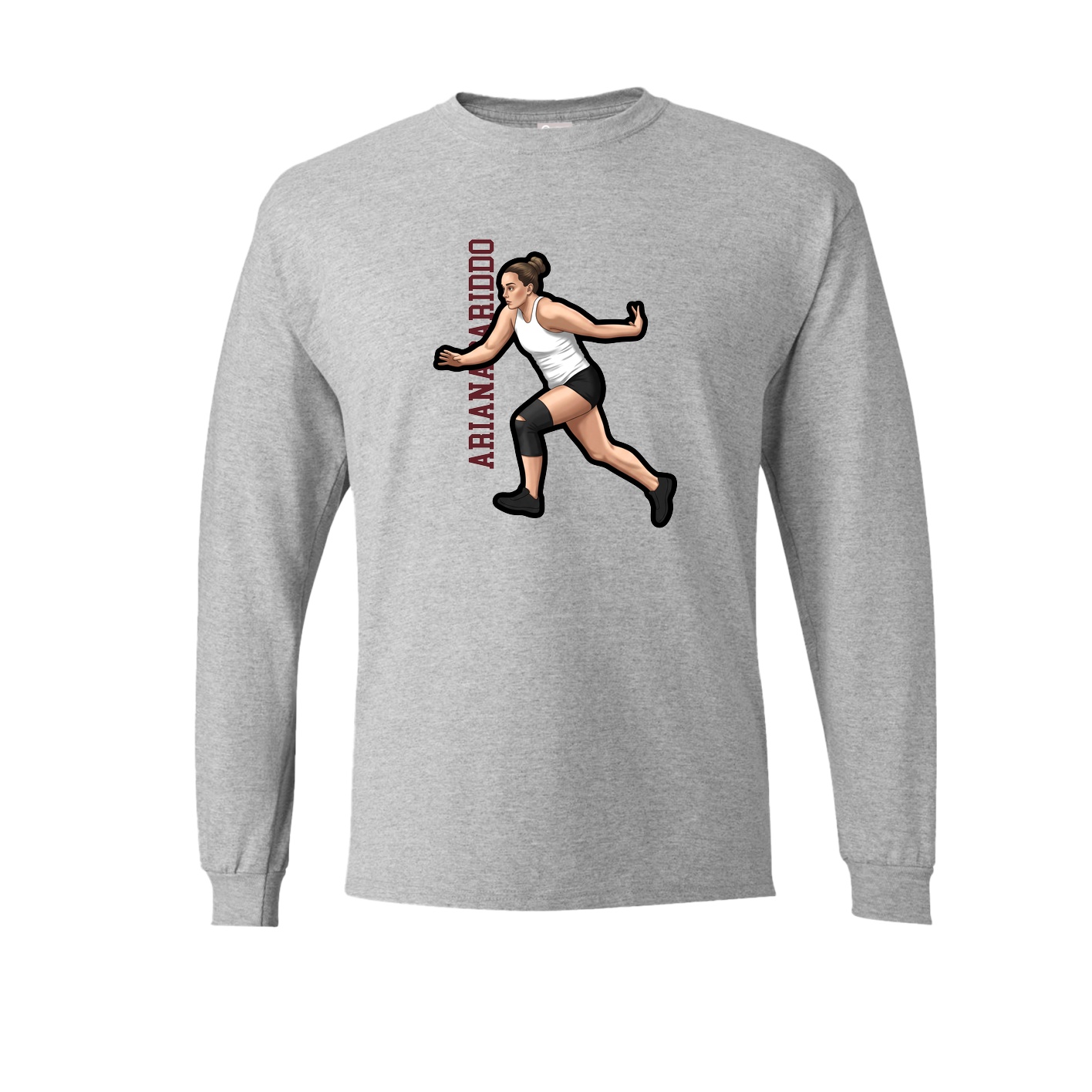 Long Sleeve Tee — Name Vertical in Grey