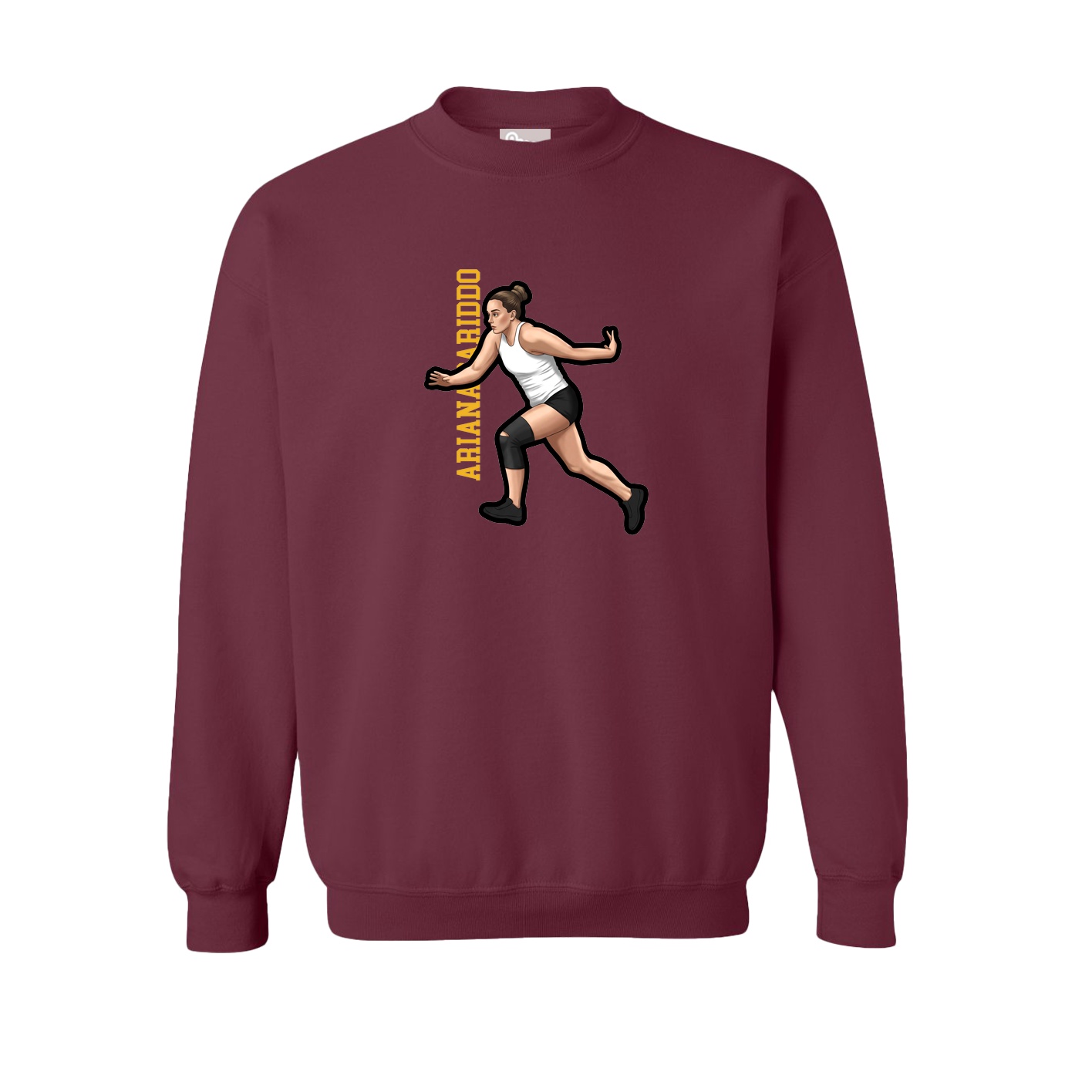 Fleece Crew — Name Vertical in Maroon