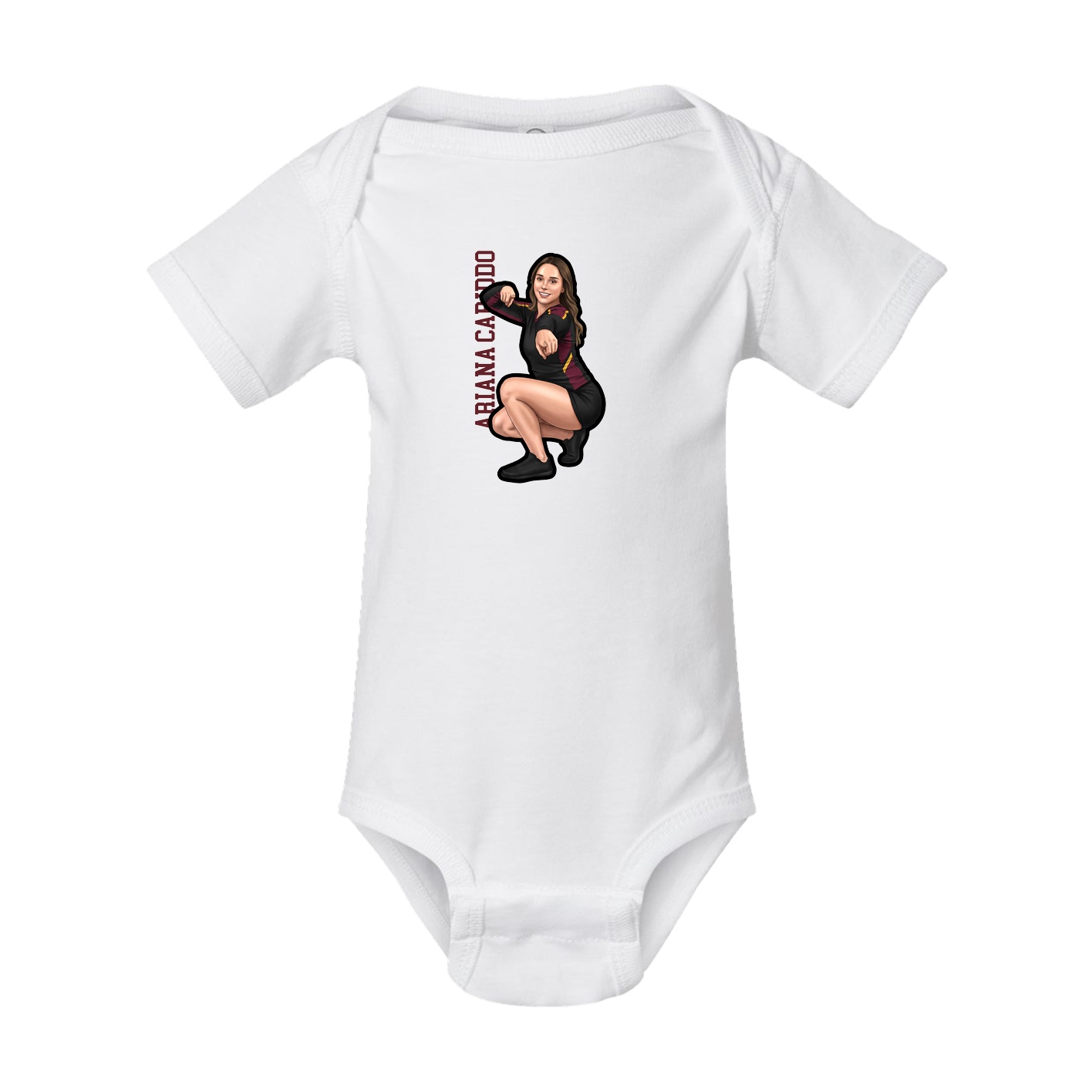 Baby Onesie — Name Vertical in White