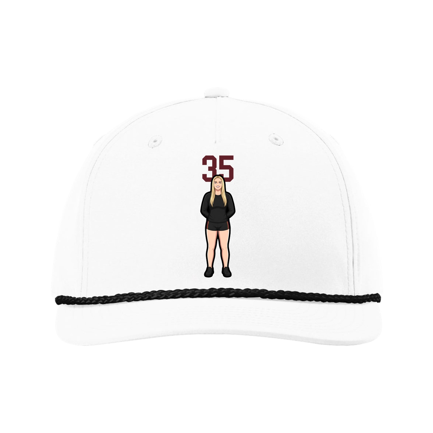 Five-Panel Classic Rope Cap — Number Top in White