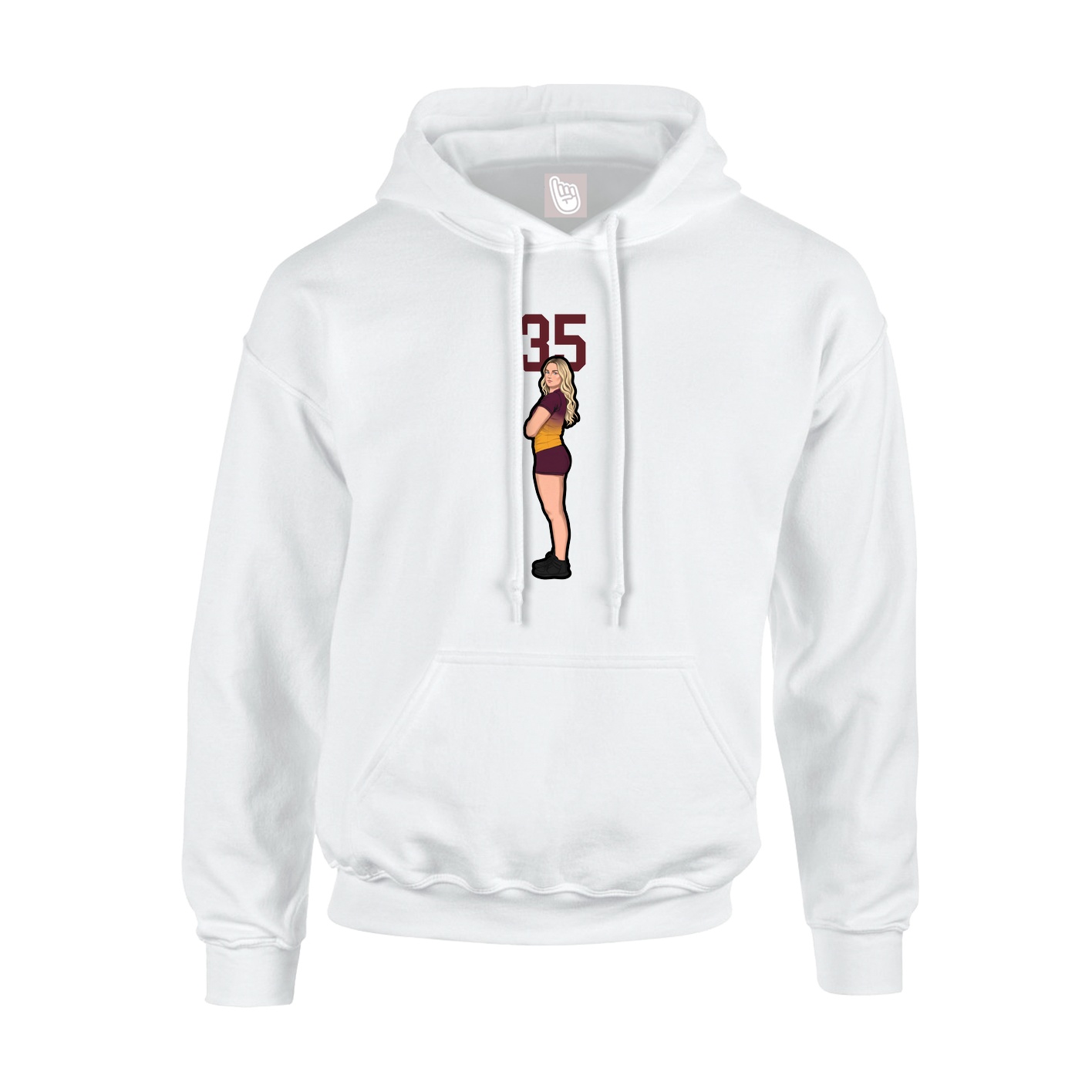 Youth Hoodie — Number Top in White
