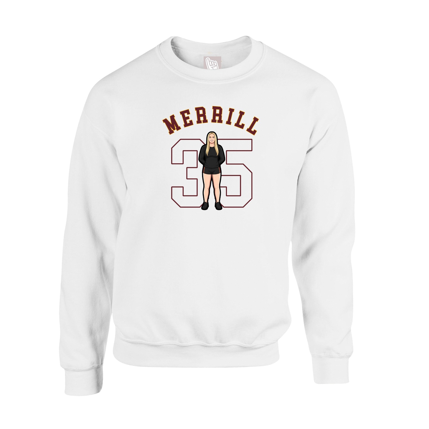 Fleece Crew — Shirsey Arch in White