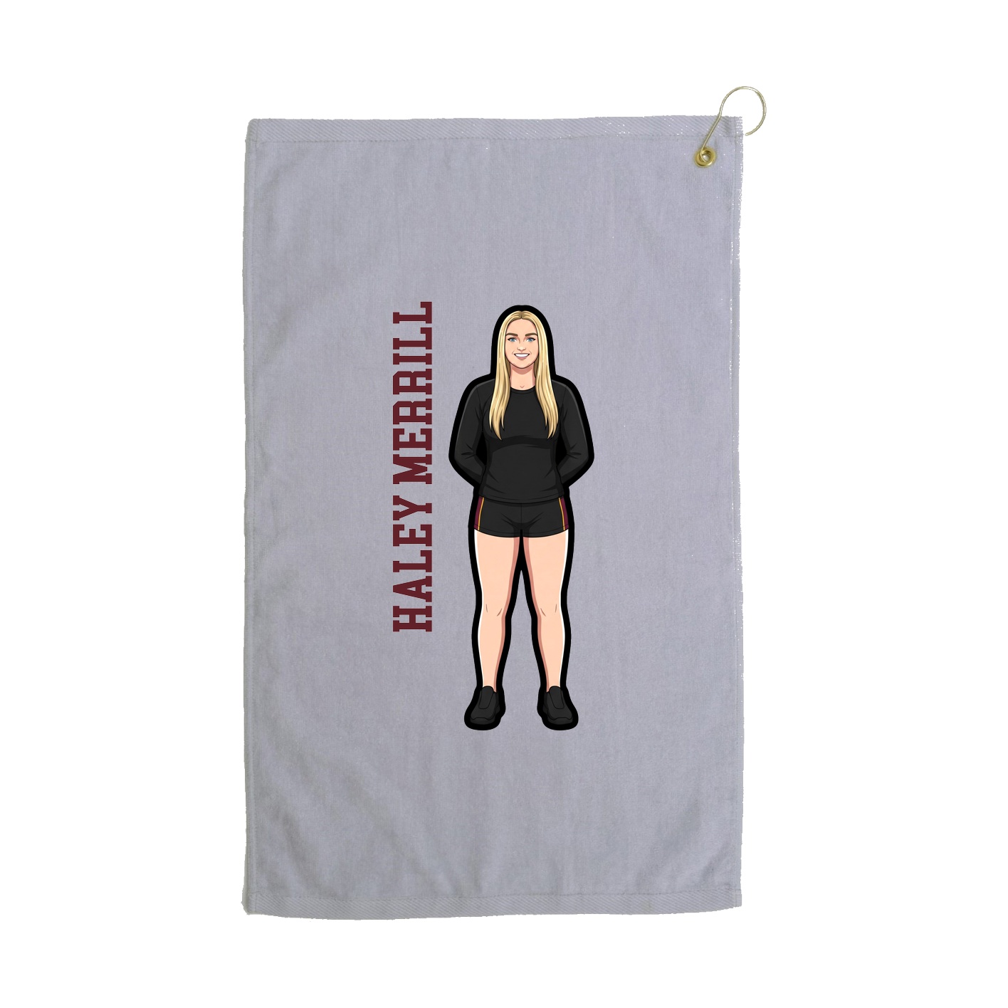 Golf Towel — Name Vertical in Grey