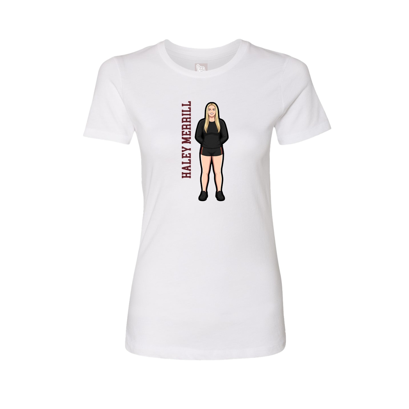 Fitted Women's Tee — Name Vertical in White