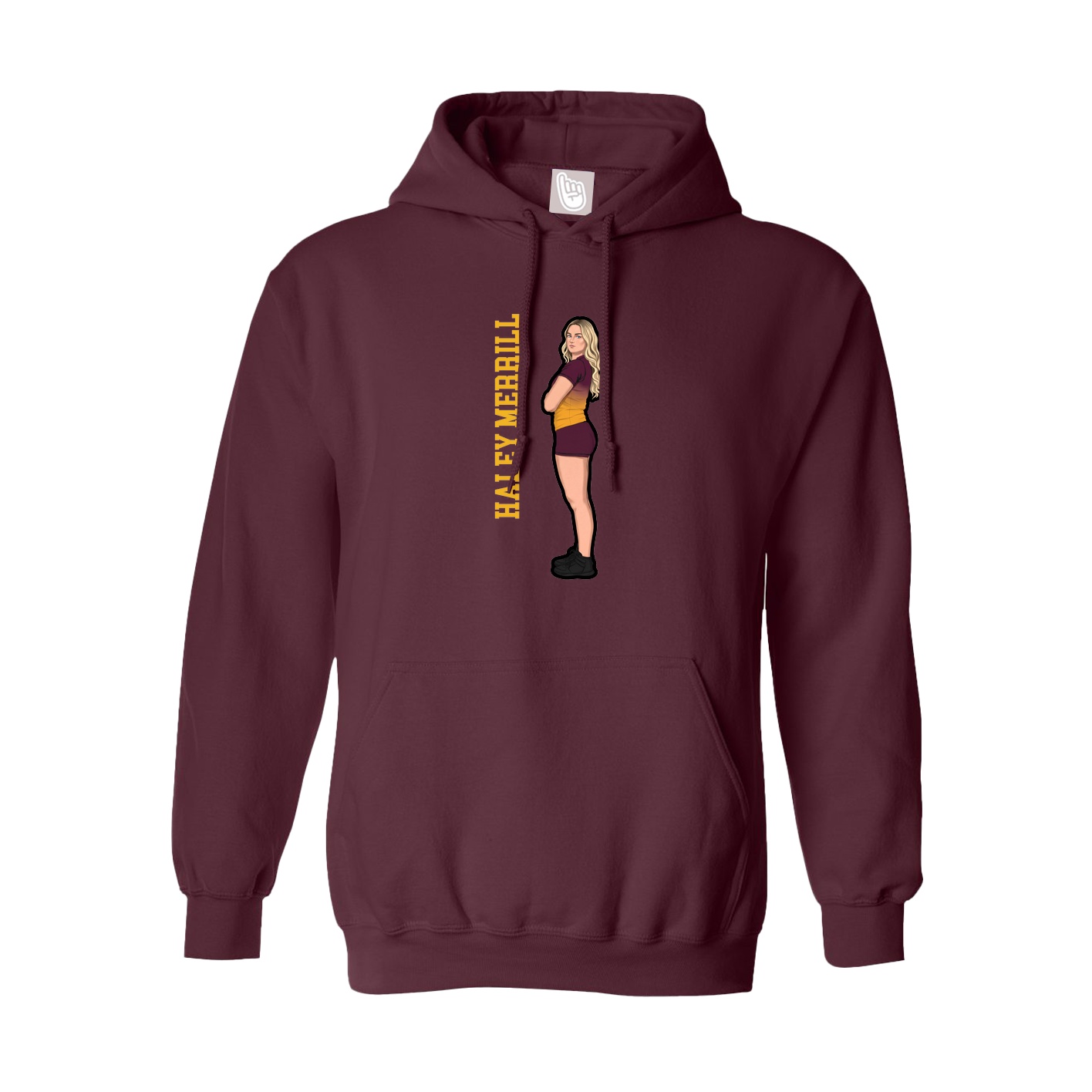 Youth Hoodie — Name Vertical in Maroon