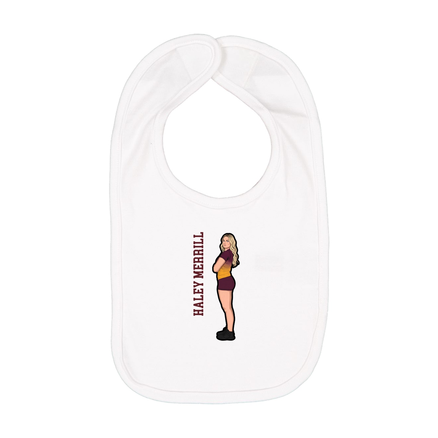 Infant Bib — Name Vertical in White