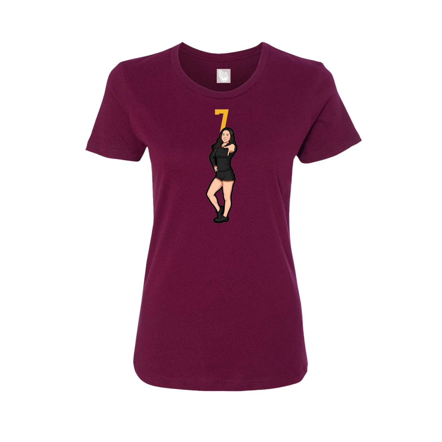 Fitted Women's Tee — Number Top in Maroon