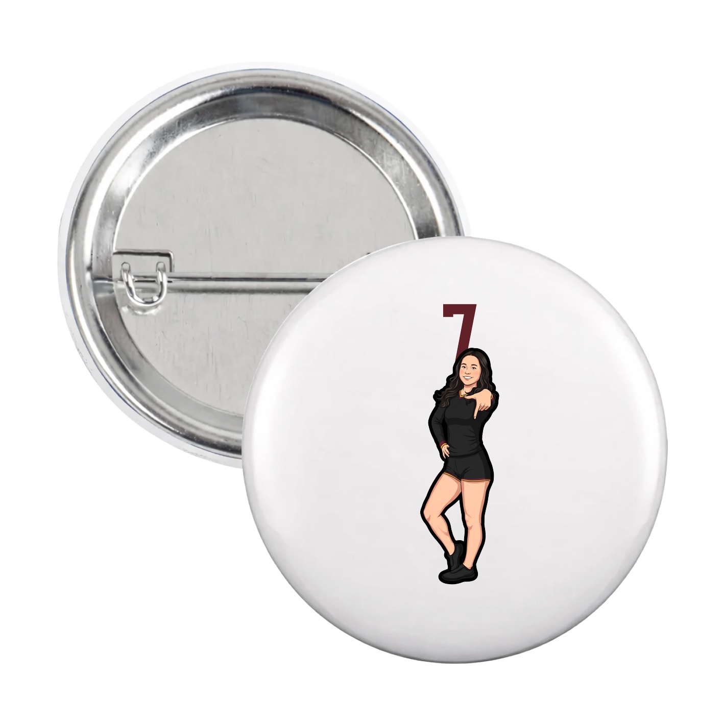 Game Day Button — Number Top in White