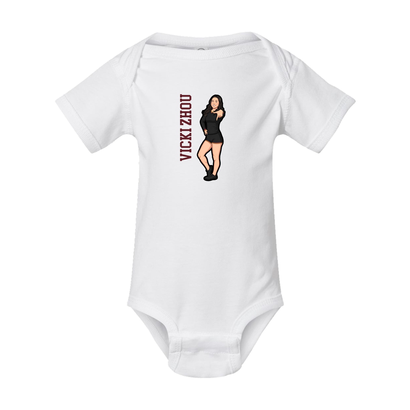 Baby Onesie — Name Vertical in White