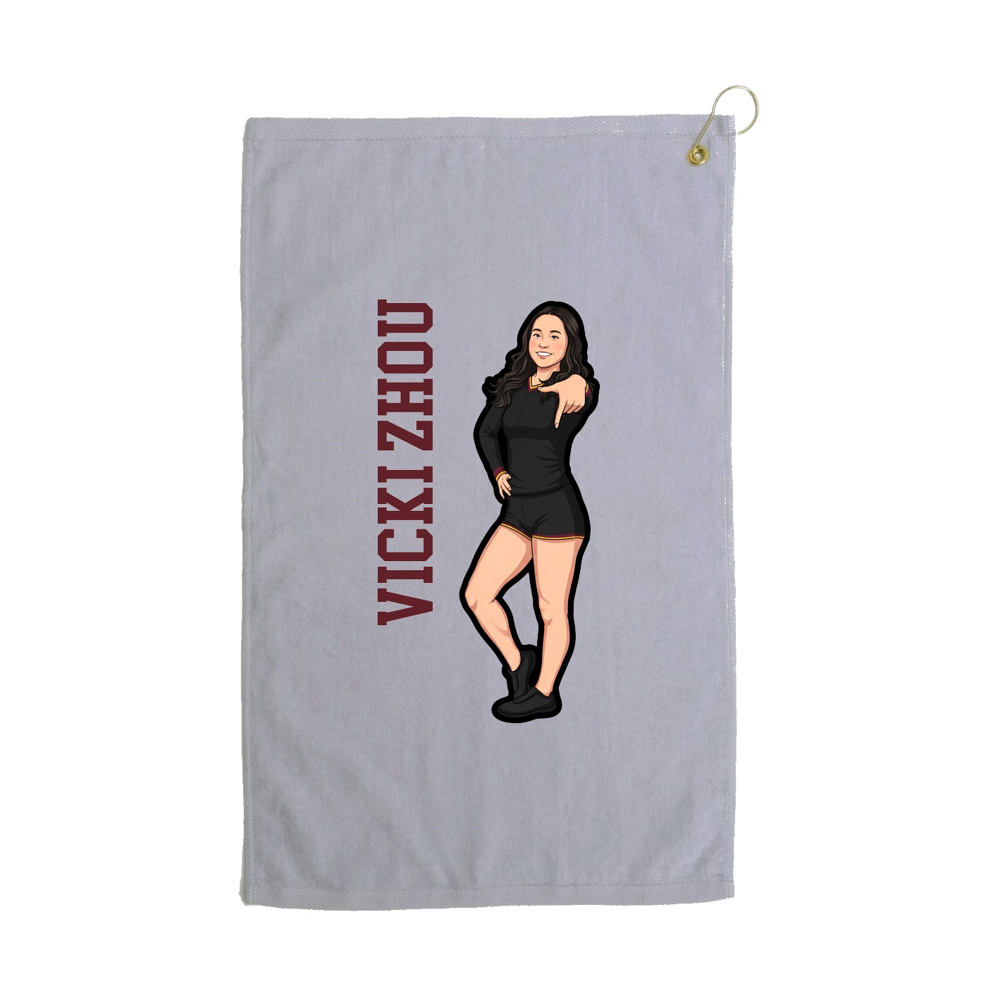 Golf Towel — Name Vertical in Grey