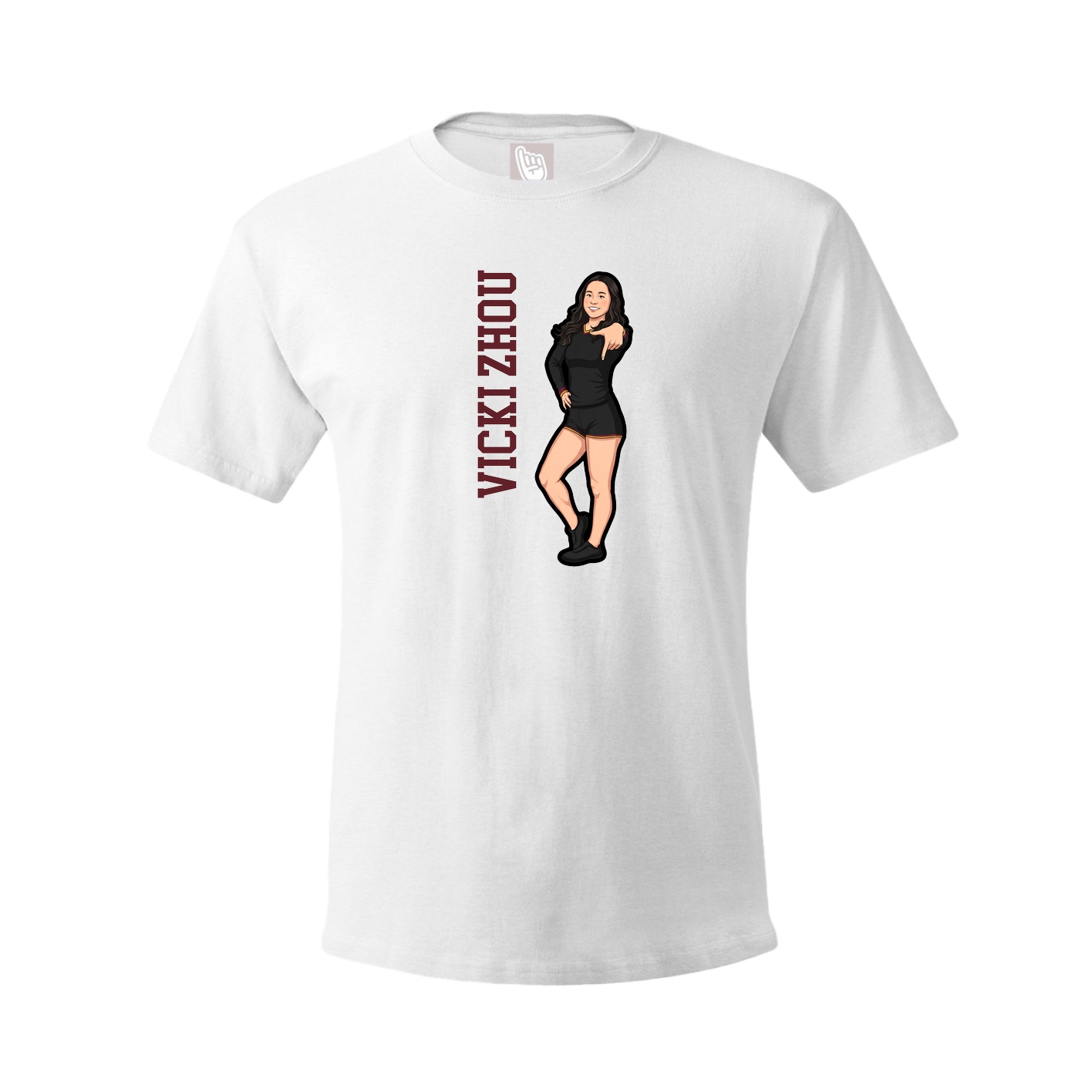 Youth Tee — Name Vertical in White