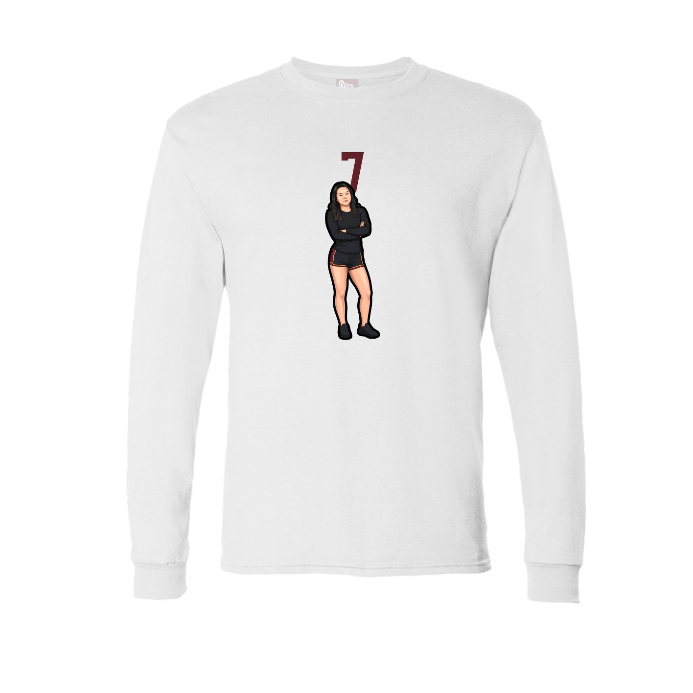 Long Sleeve Tee — Number Top in White