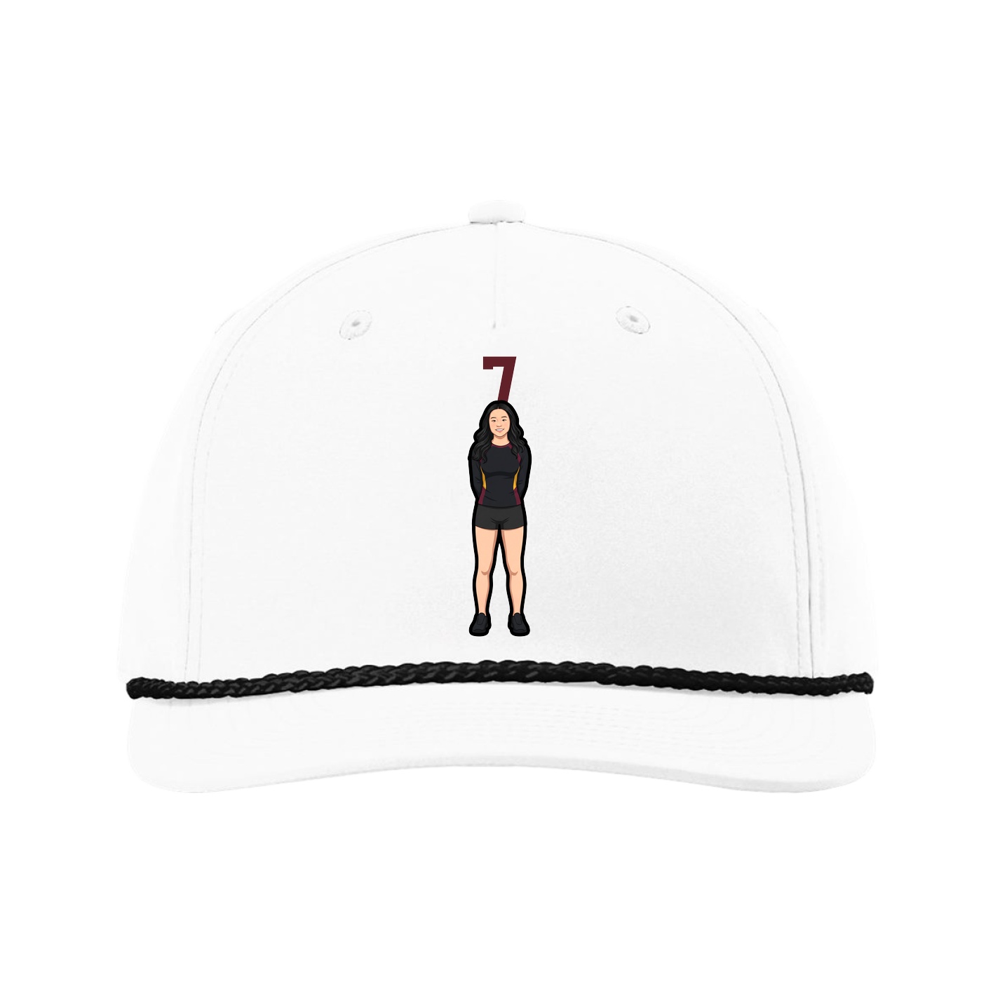 Five-Panel Classic Rope Cap — Number Top in White