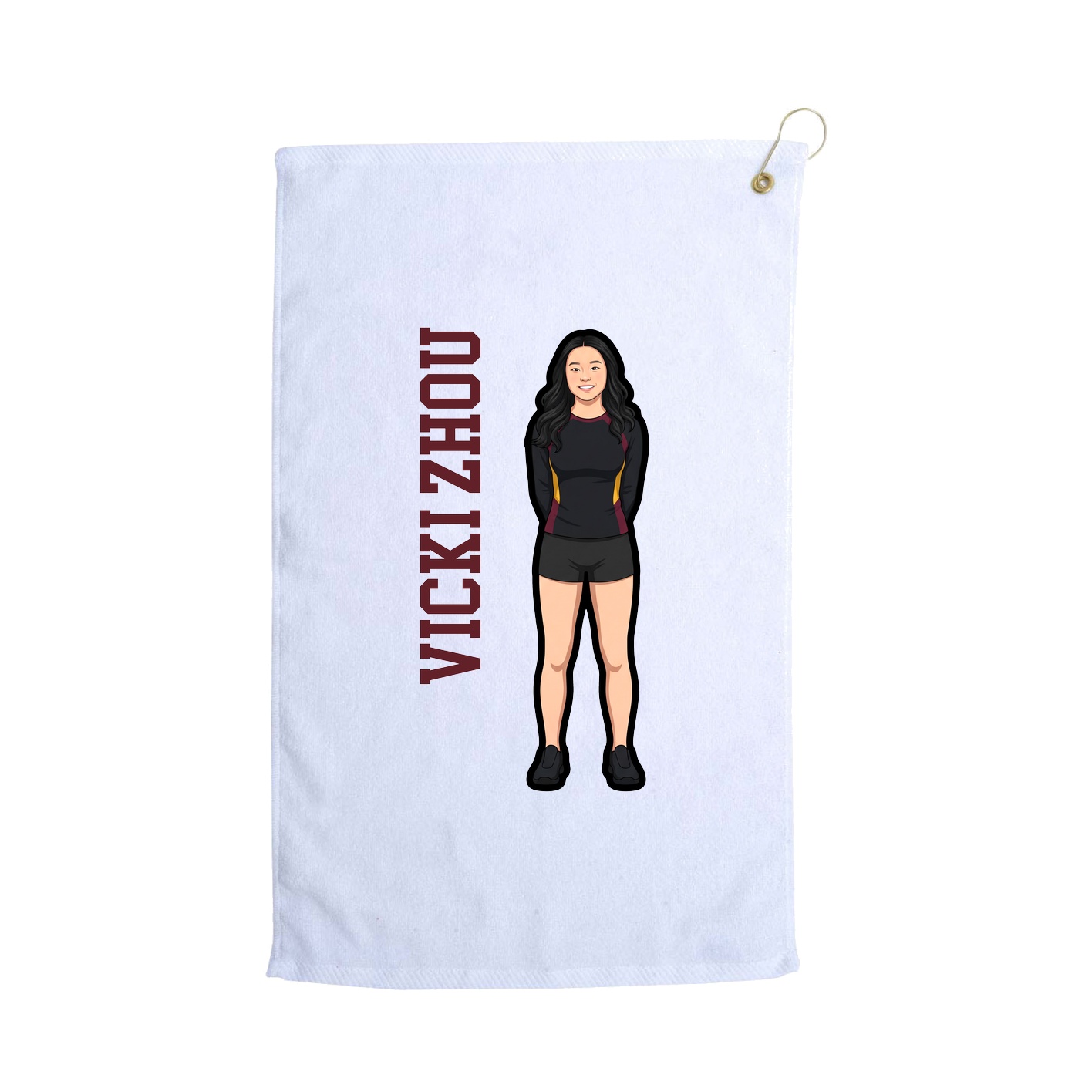 Golf Towel — Name Vertical in White