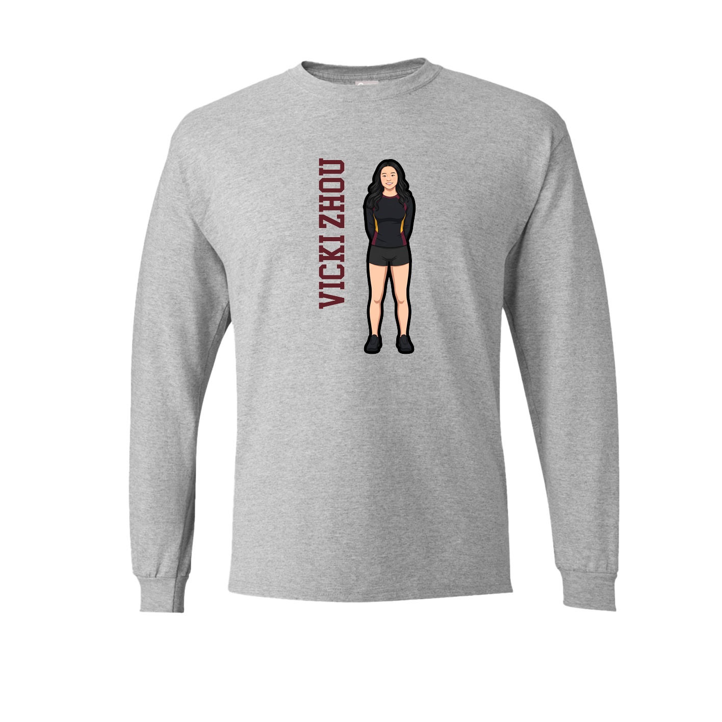 Long Sleeve Tee — Name Vertical in Grey
