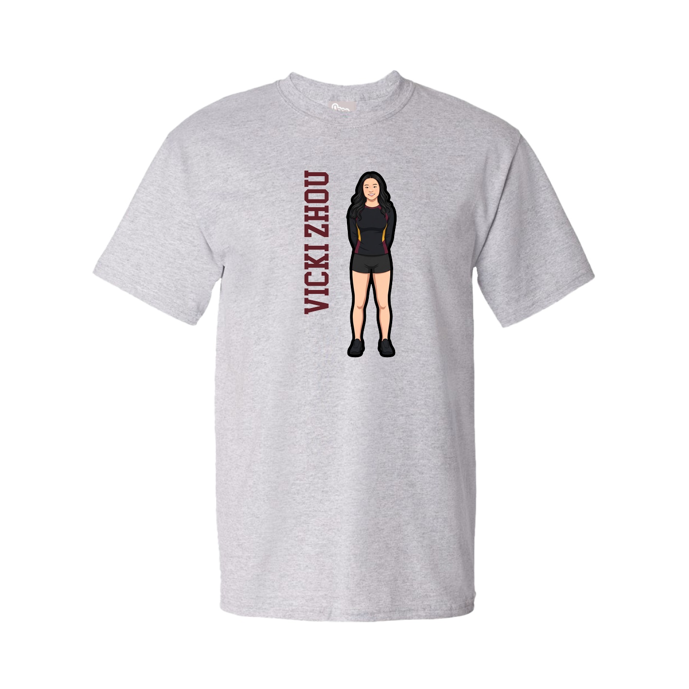 Youth Tee — Name Vertical in Grey