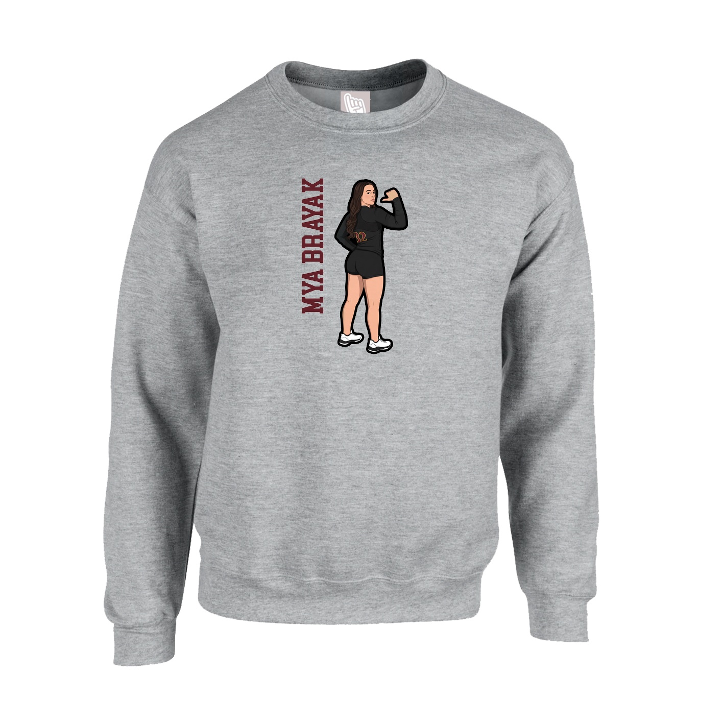 Fleece Crew — Name Vertical in Grey