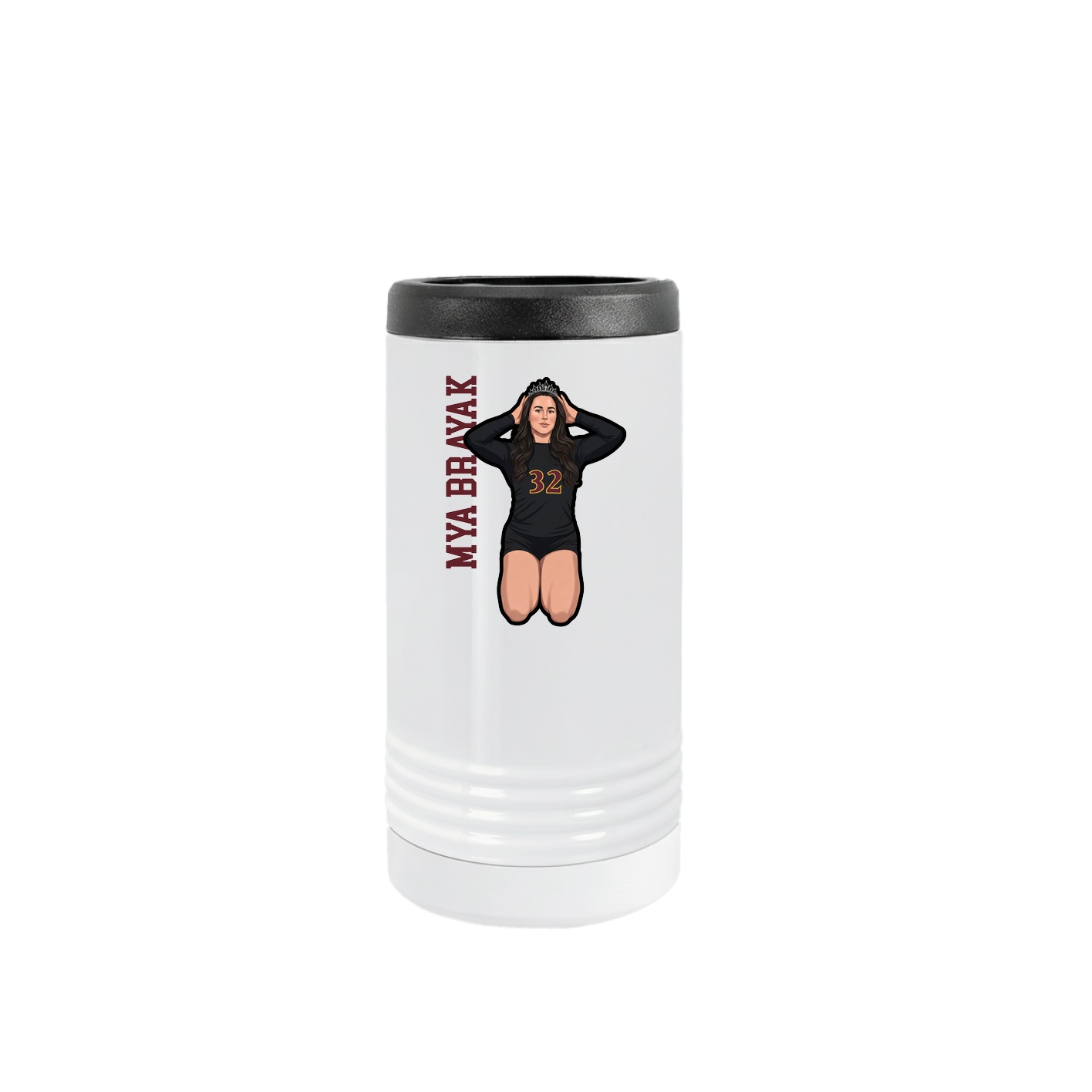 Slim Beverage Holder — Name Vertical in White