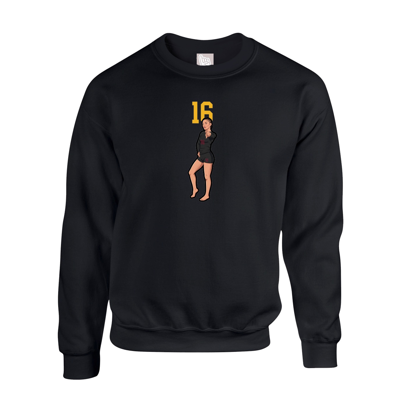 Fleece Crew — Number Top in Black